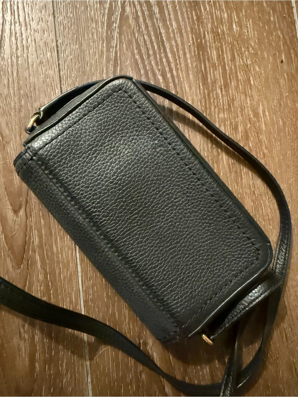 Marc Jacobs Black Pebbled Leather Crossbody with Gold Logo